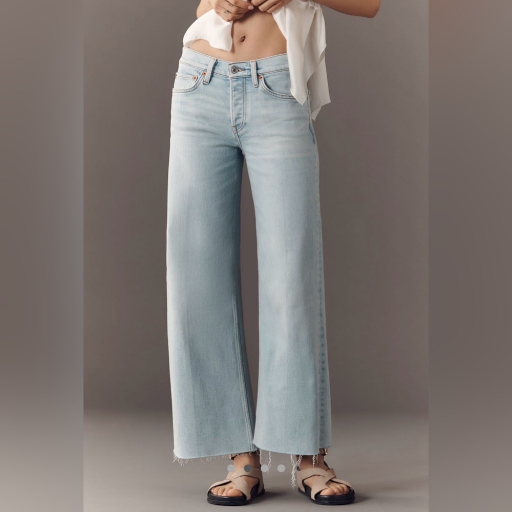 RE/DONE Mid-Rise Wide-Leg Crop Jeans in Ola Indigo — Size 28